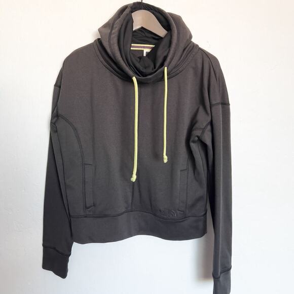 North Face Sweatshirt Womens Medium Grey Pullover Hood Cowl Drawstring Pockets - Picture 1 of 7